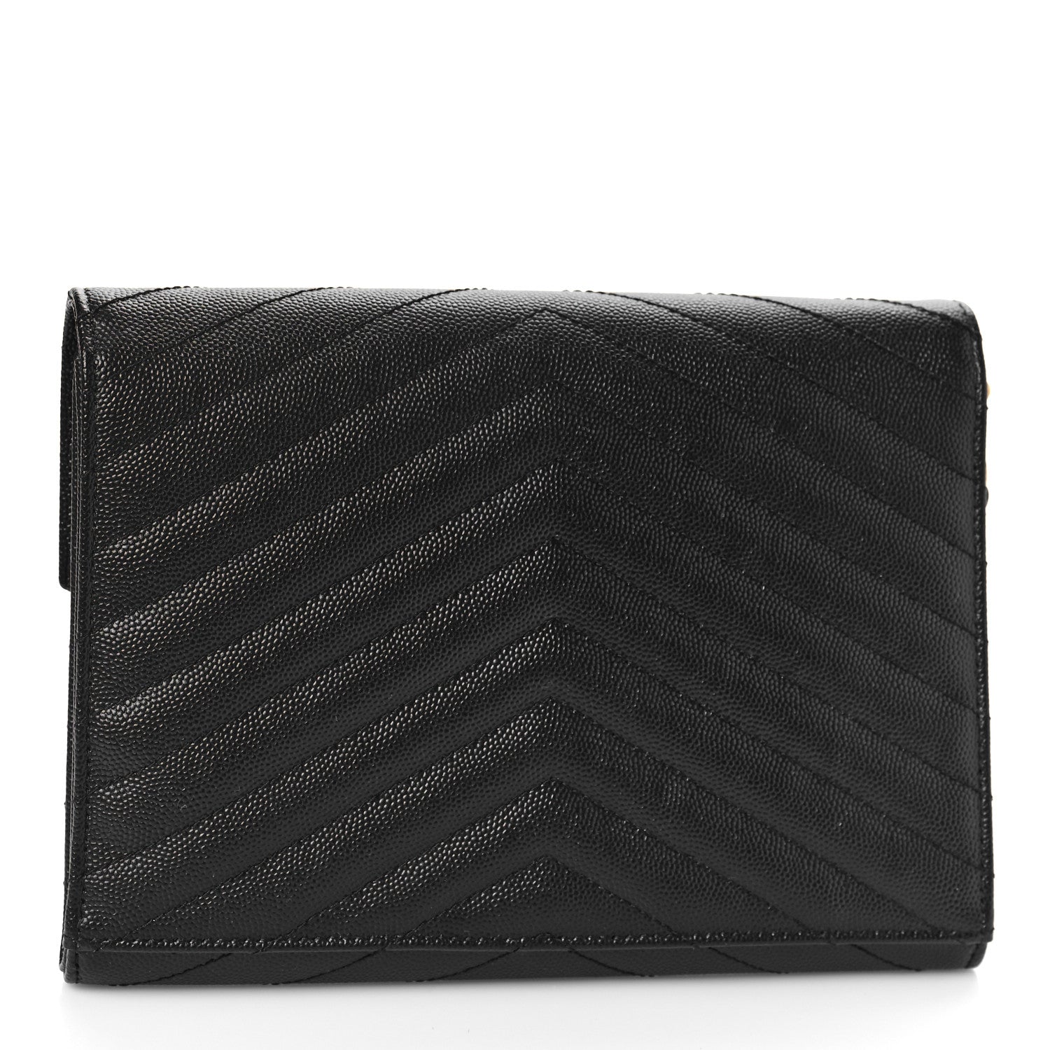 Saint Laurent Grain De Poudre Matelasse Chevron Monogram Envelope Clutch Black 3 of 9