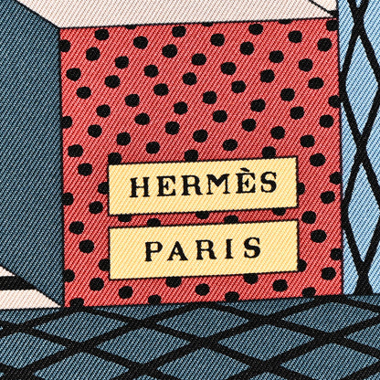 Hermes Silk Grand Theatre Nouveau Scarf 90 Bleu Vieux Rose Vert 2 of 6