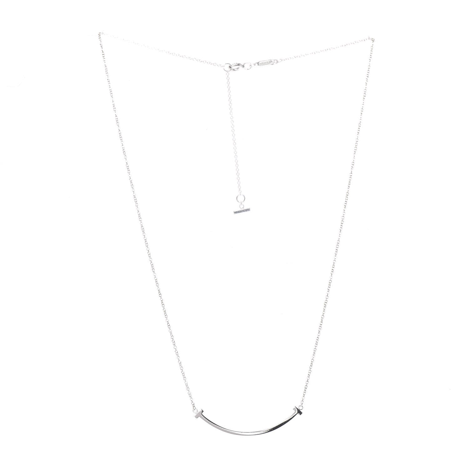 Tiffany Sterling Silver Small T Smile Pendant Necklace 3 of 6