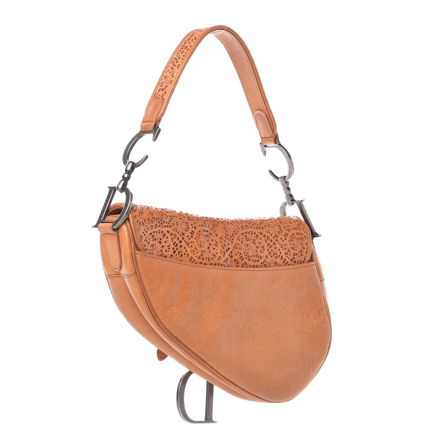 Christian Dior Lambskin Laser Cut Saddle Bag Tan 3 of 8