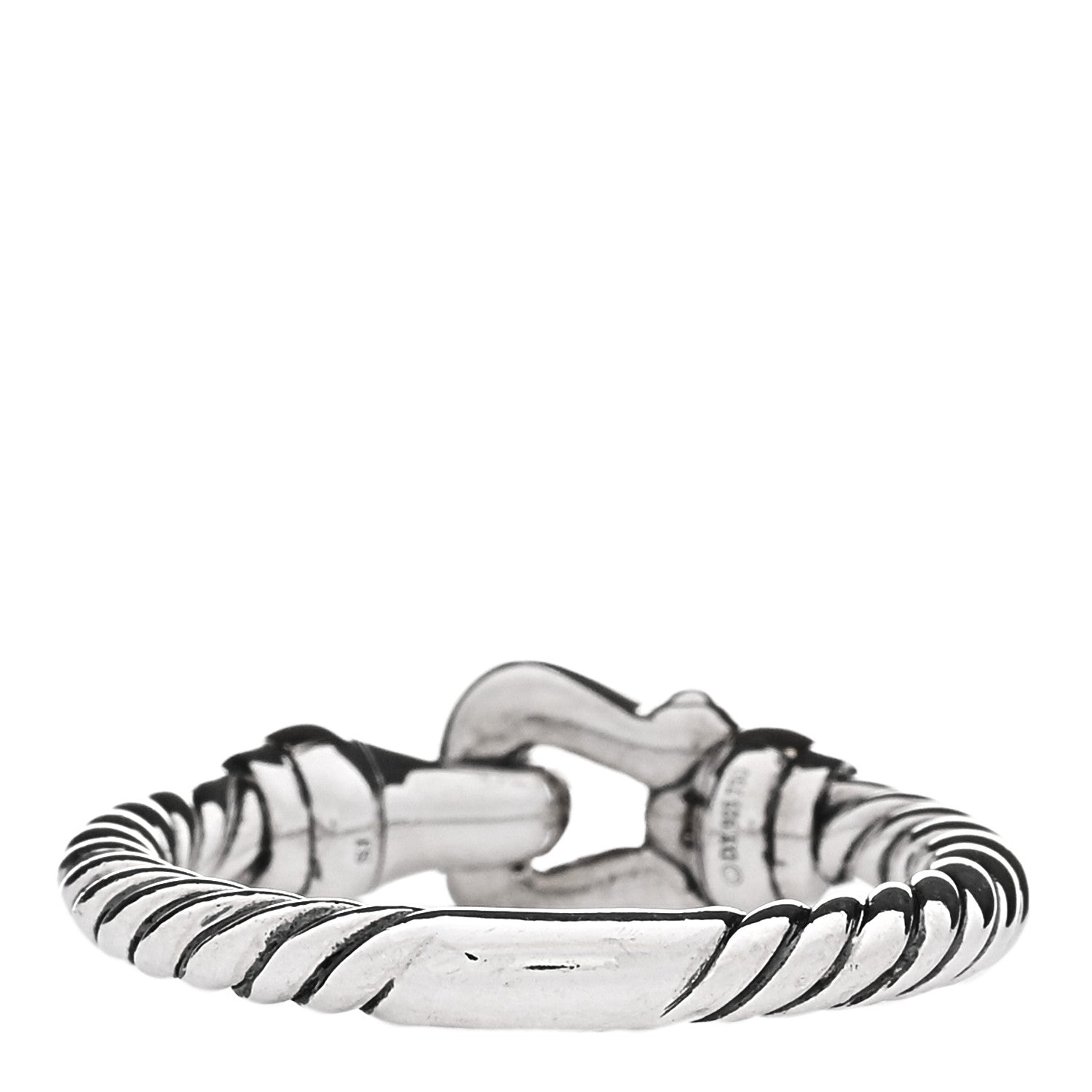 David Yurman Sterling Silver 18K Yellow Gold Diamond Petite Buckle Ring 49 5 3 of 5