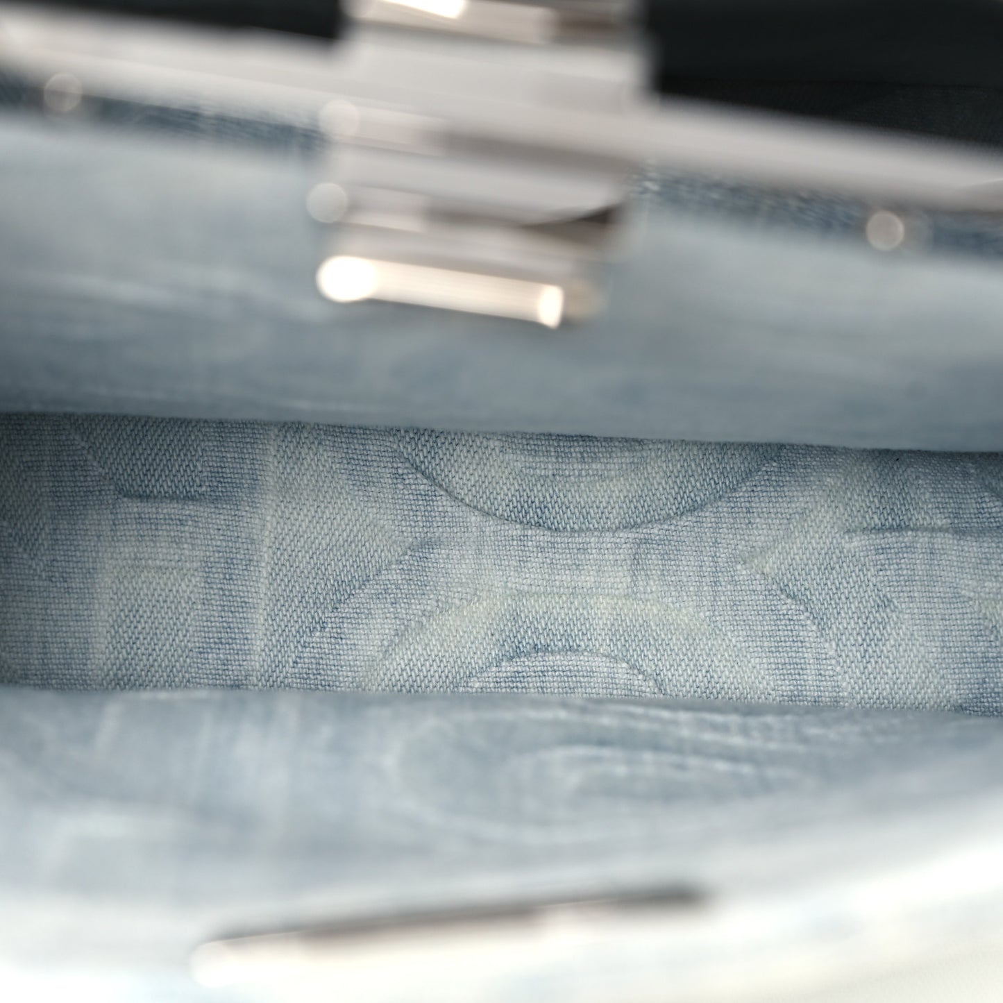 X MARC JACOBS Bleached Denim Small Peekaboo I SEE U Satchel Off White