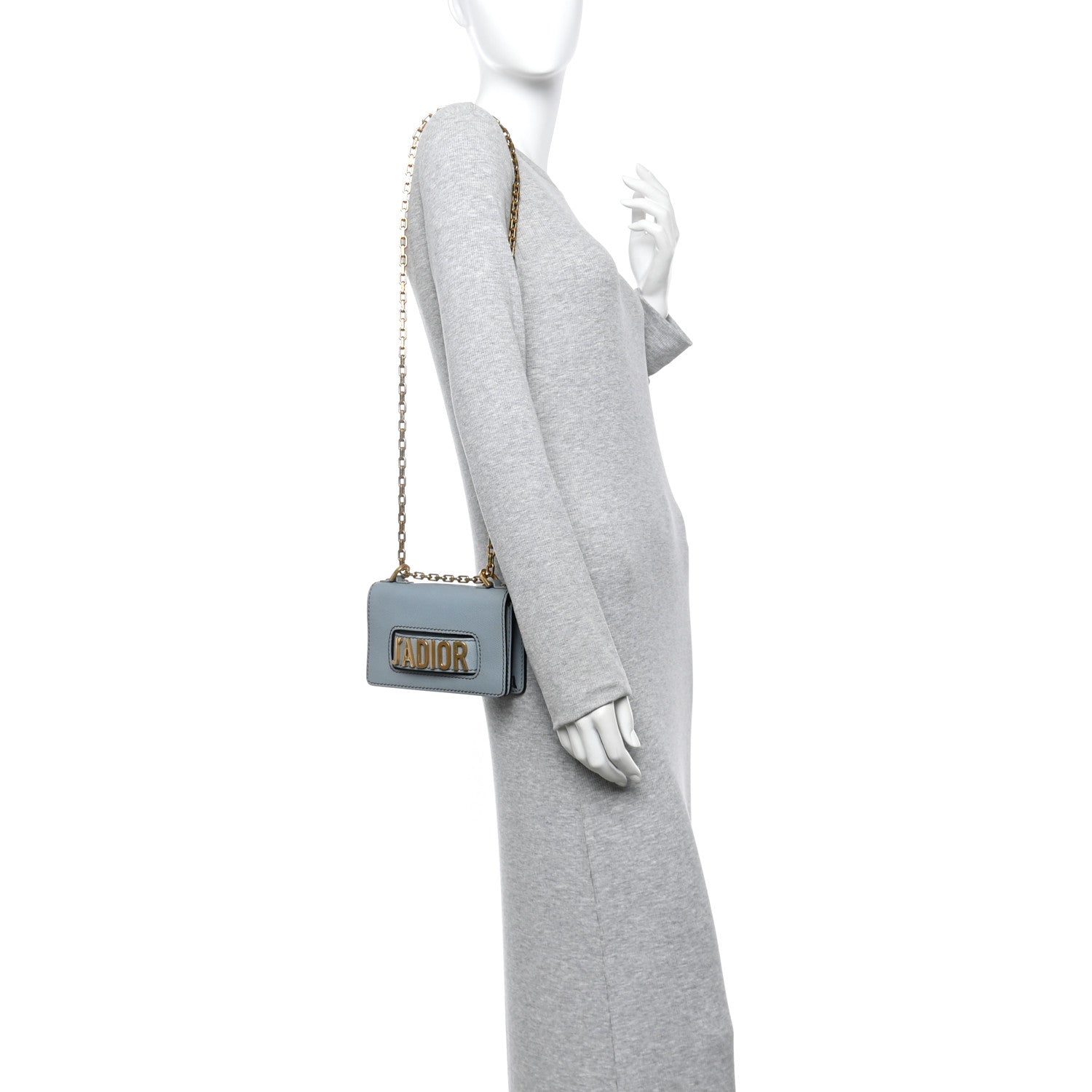 Christian Dior Grained Calfskin Mini J'Adior Chain Flap Bag Sky Blue 2 of 10