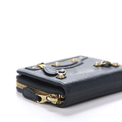 Balenciaga Agneau Giant 12 Gold Hardware Bill Fold Zip Wallet Vert Pinede 7 of 12