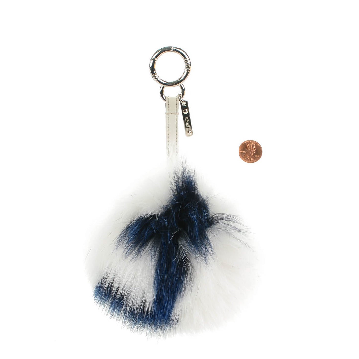 Fox Fur Shiny Nappa Bi-Color J ABCharm Bag Charm White Blue