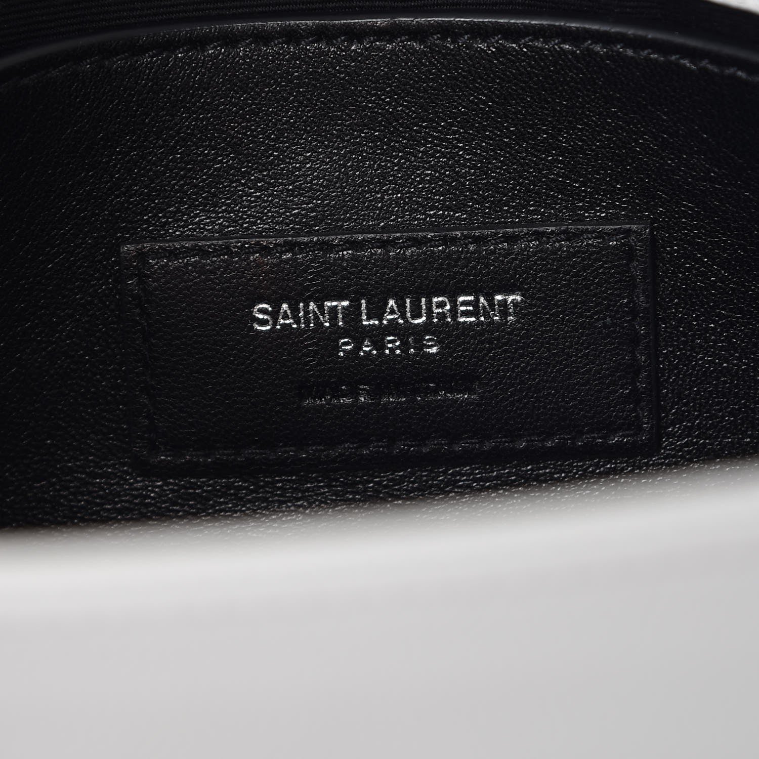 Saint Laurent Grain De Poudre Small West Hollywood Monogram Fold-Over Bag Pearl White 7 of 8