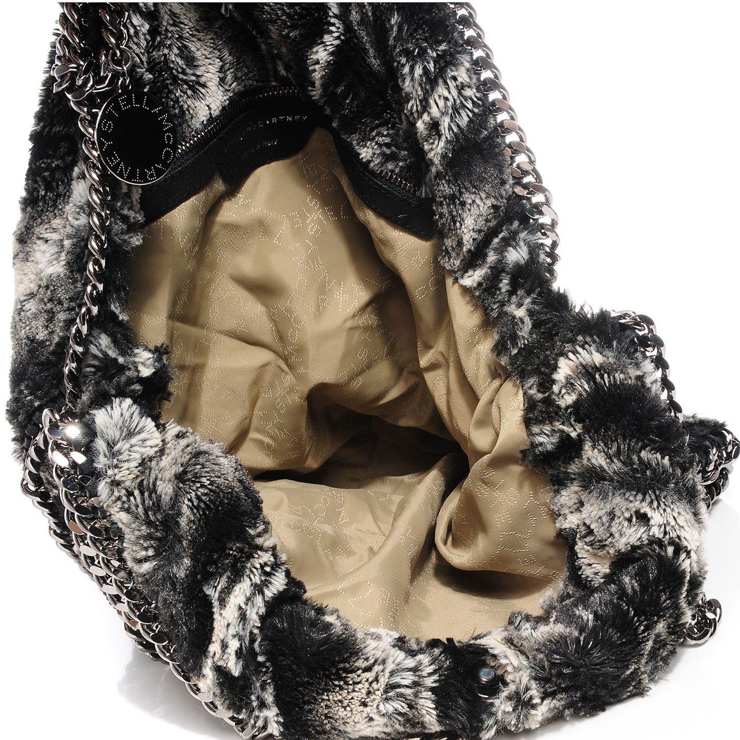Eco Fur Falabella Tote Black White