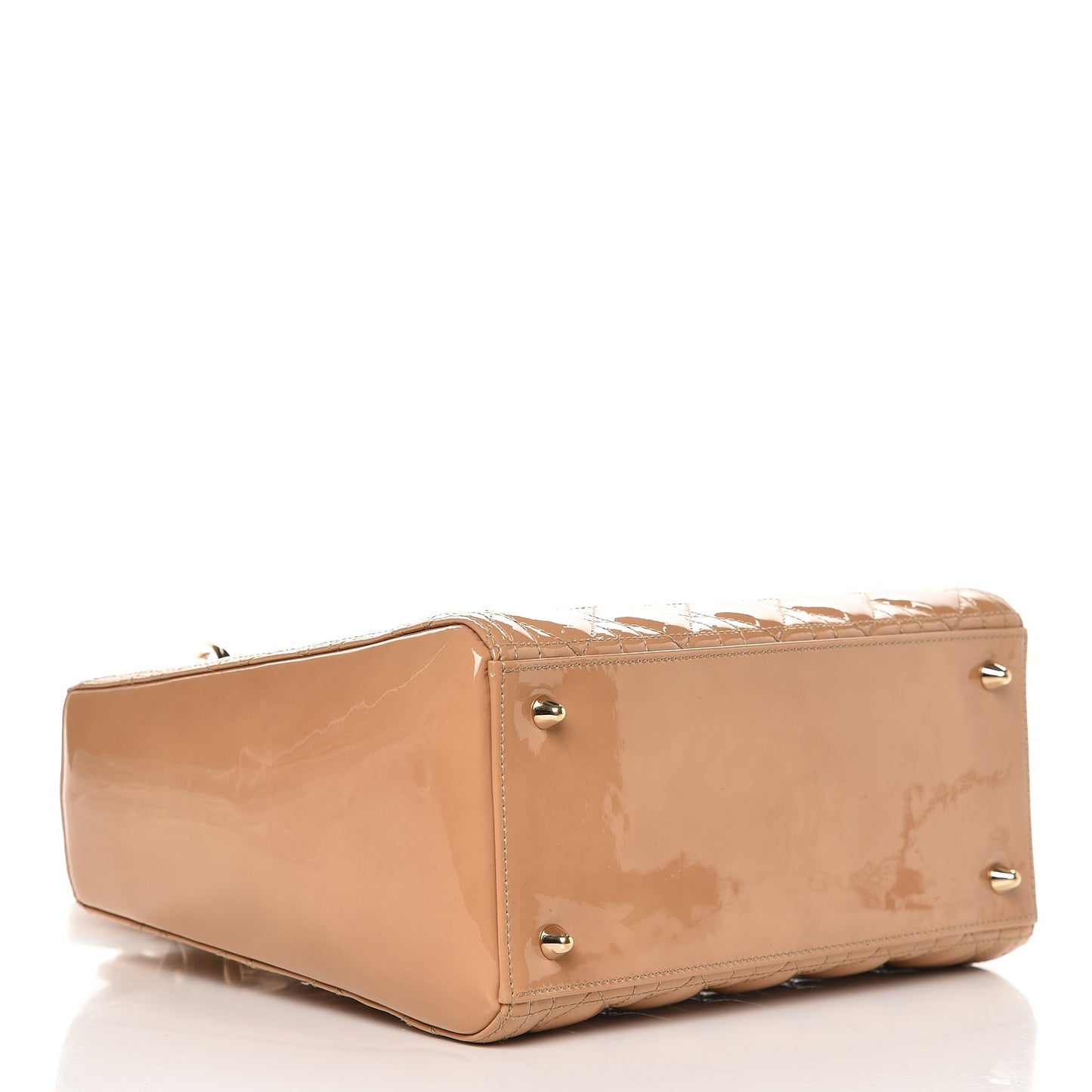Patent Cannage Medium Lady Dior Beige