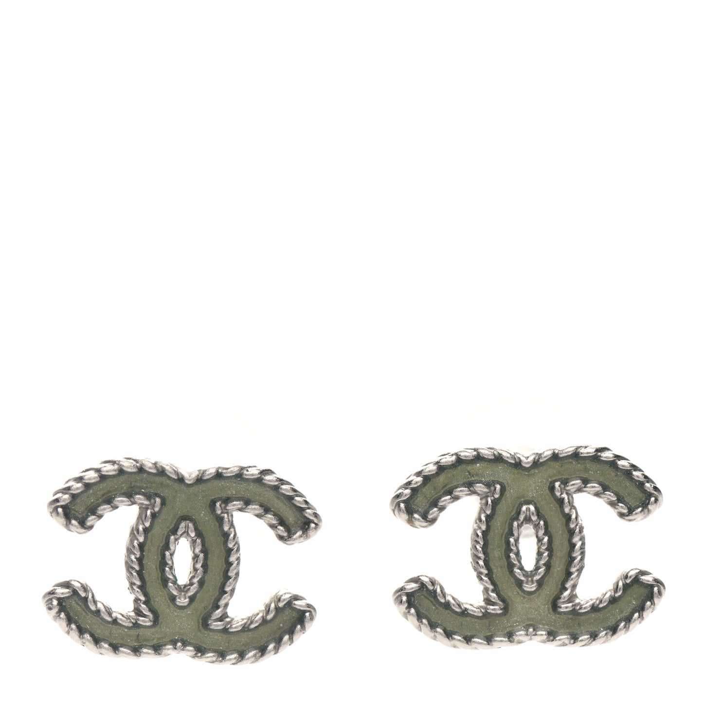 Enamel CC Earrings Light Green