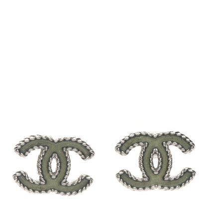 Chanel Enamel CC Earrings Light Green 1 of 4
