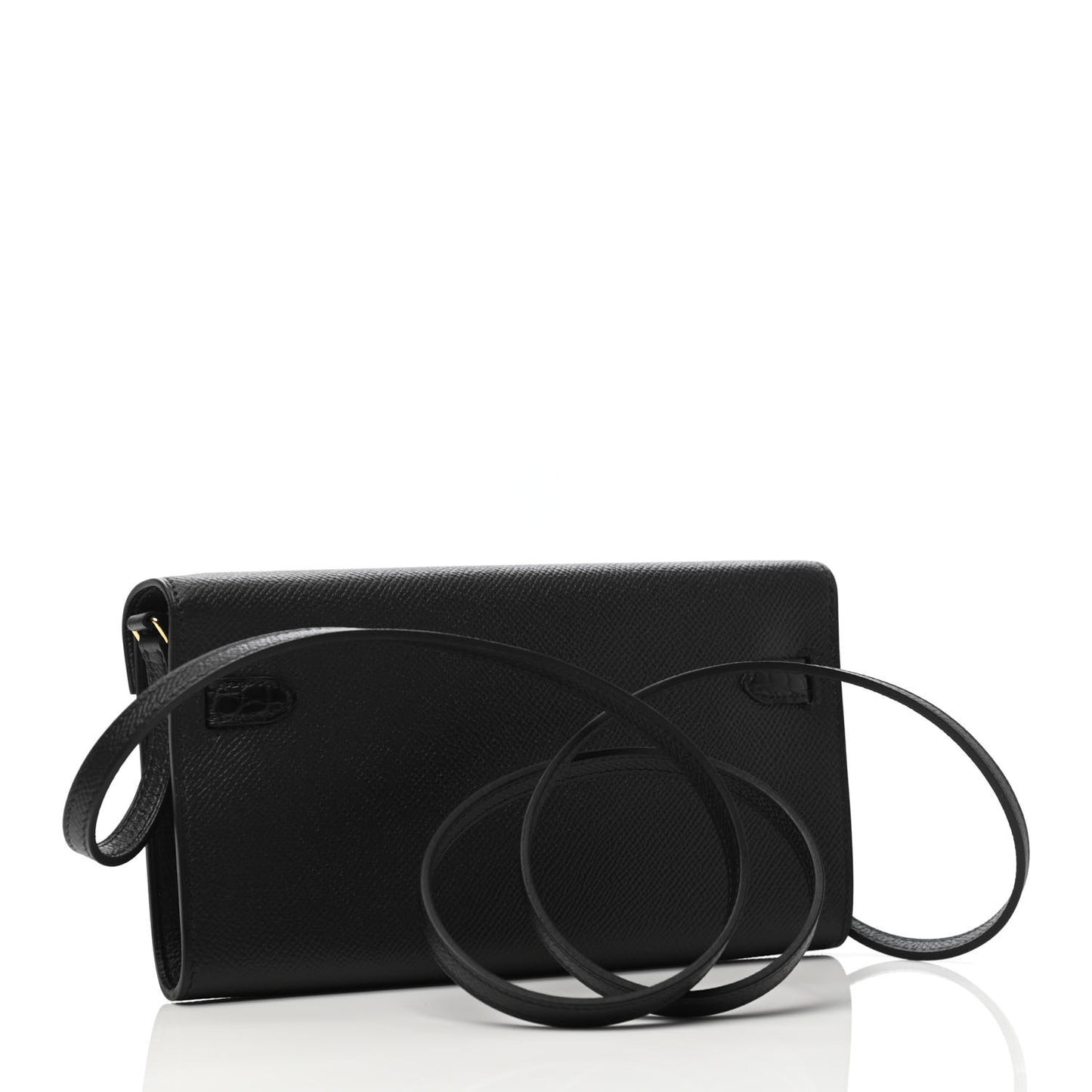 Epsom Matte Alligator Touch Kelly Wallet To Go Black