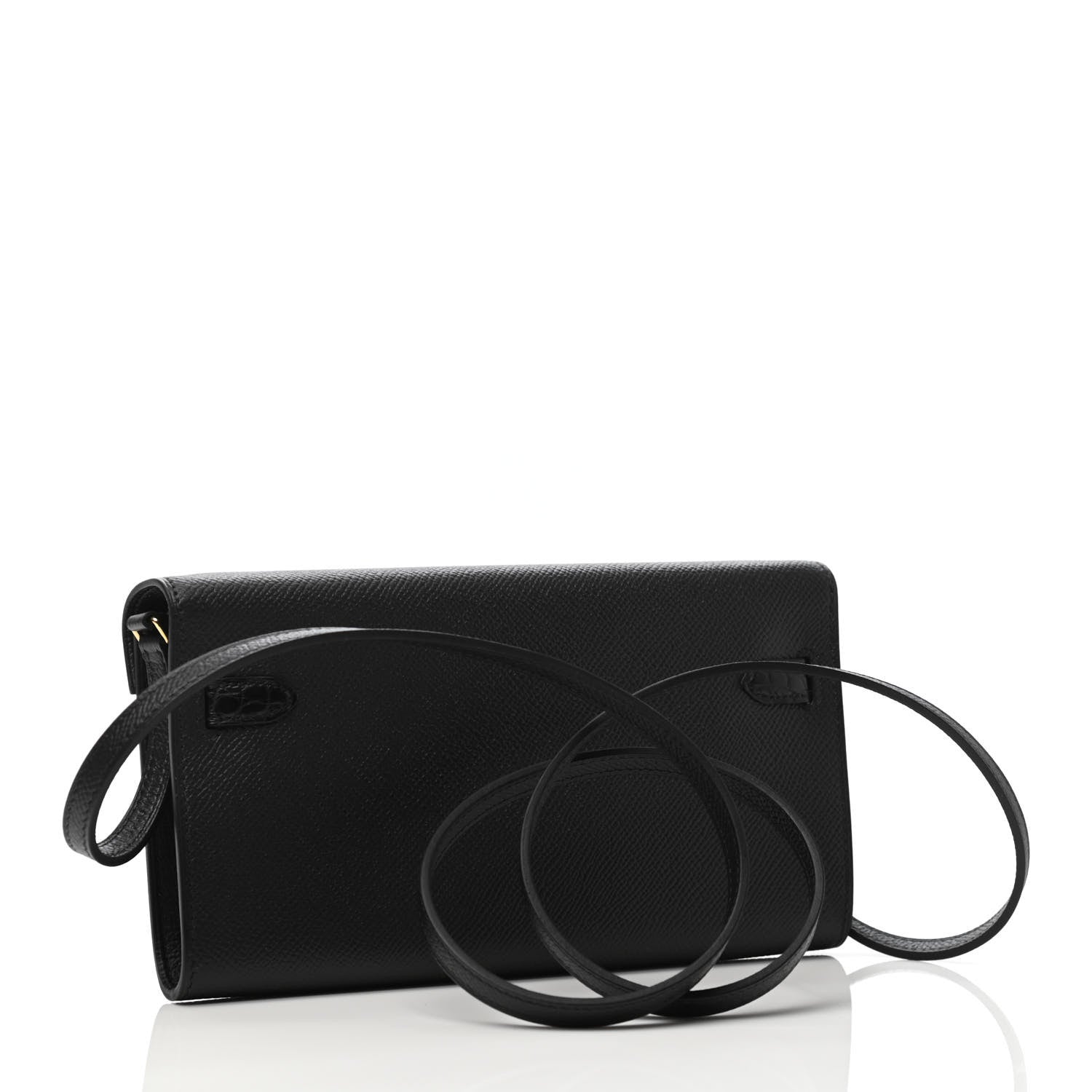 Hermes Epsom Matte Alligator Touch Kelly Wallet To Go Black 2 of 4