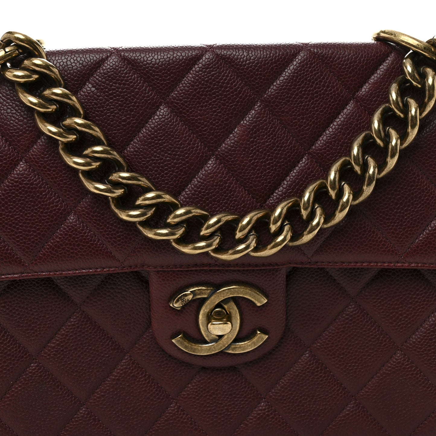 Caviar Quilted Large Retro Class Flap Burgundy