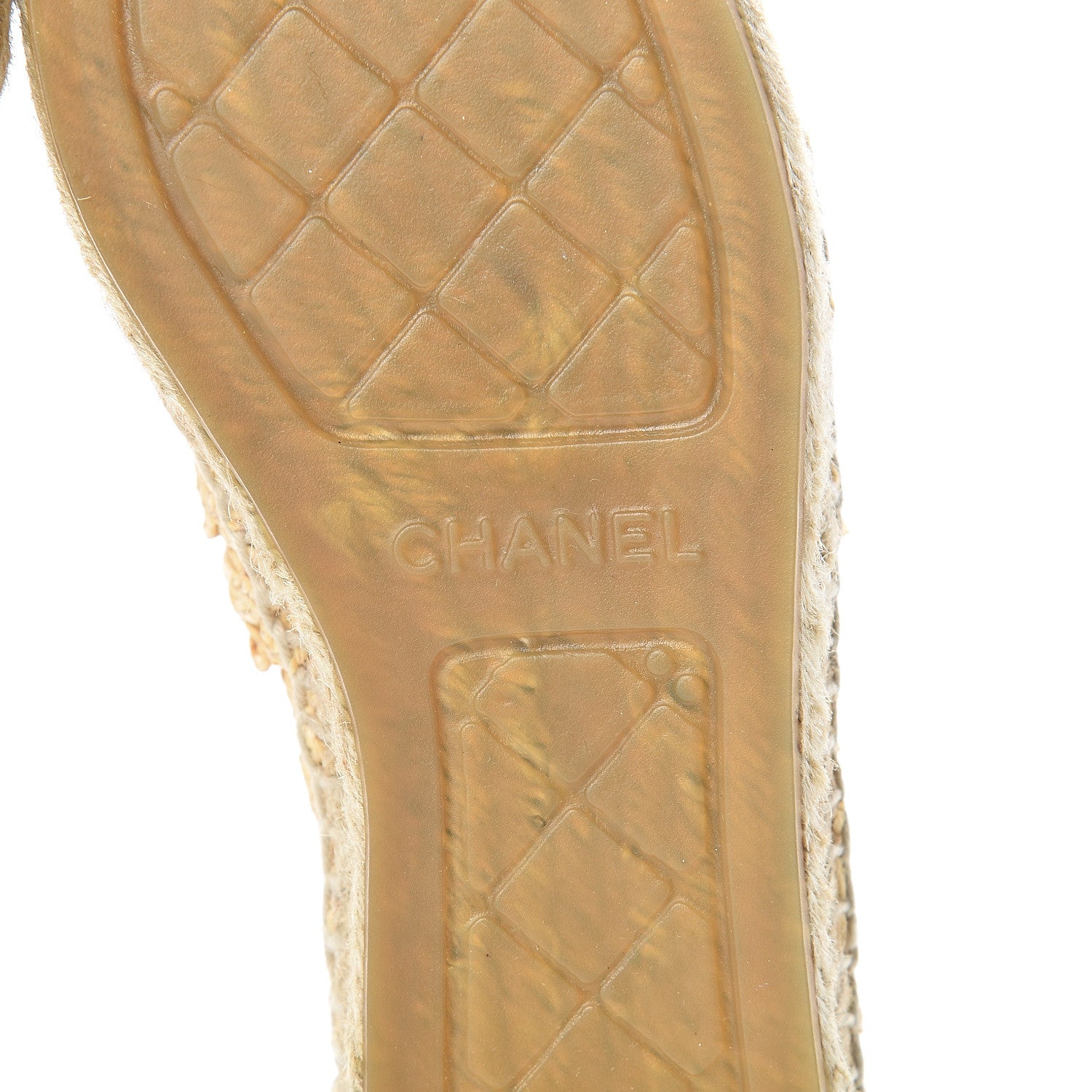 Chanel Woven Fabric Grosgrain CC Espadrilles 37 Beige Black 7 of 12