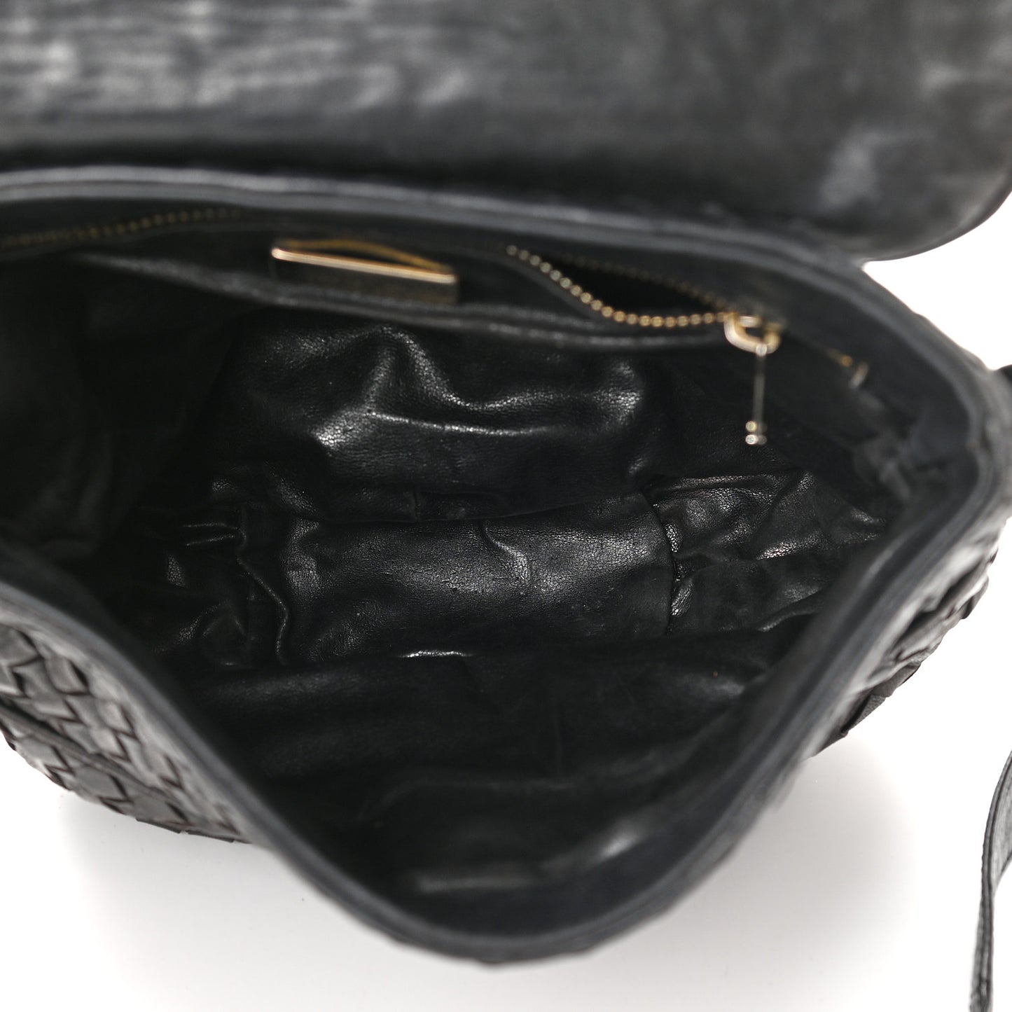 Nappa Intrecciato Crossbody Flap Bag Black