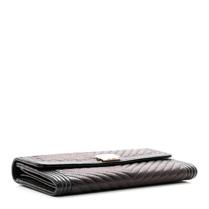 Chanel Caviar Chevron Quilted Boy Flap Wallet Black 4 of 8