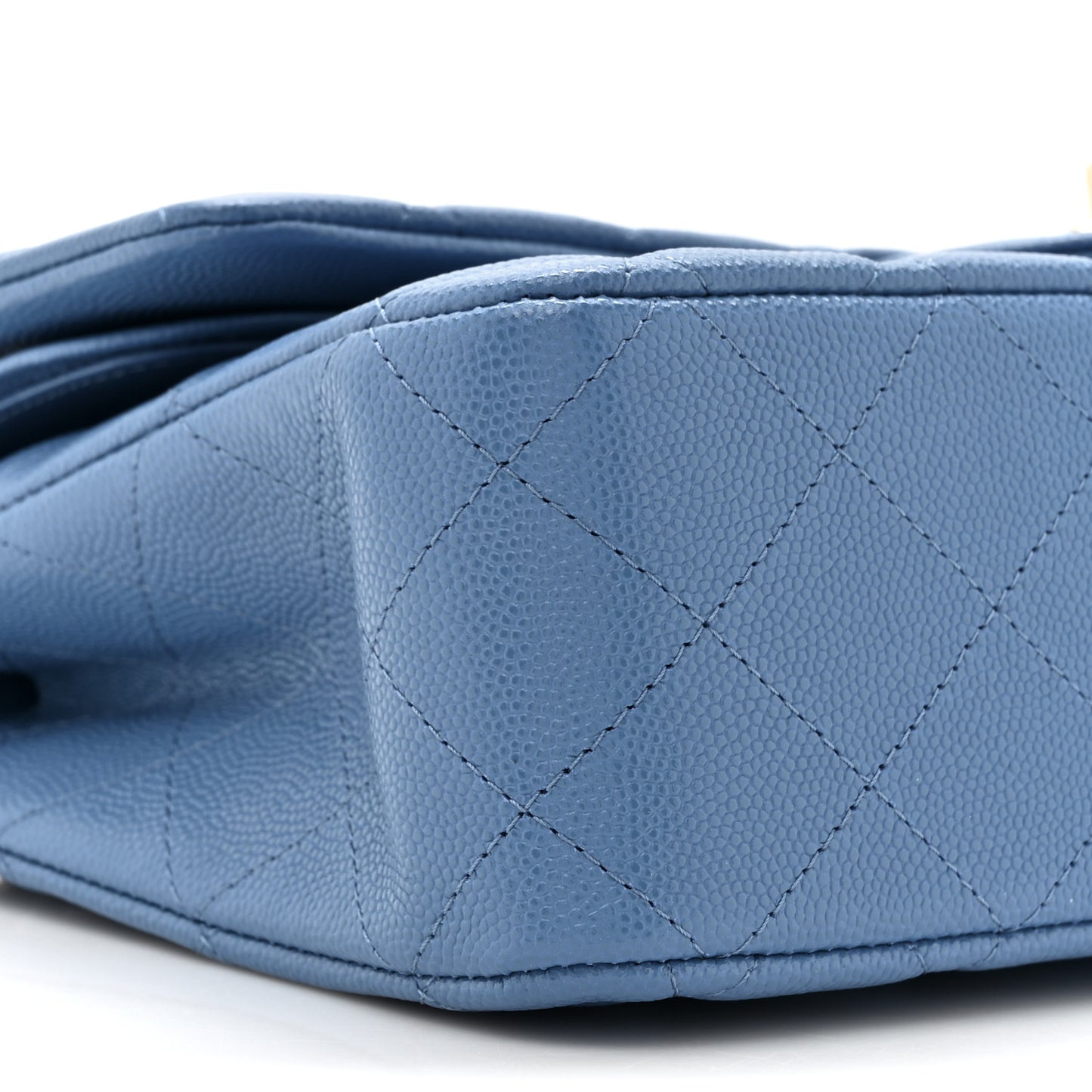 Caviar Quilted Medium Double Flap Blue