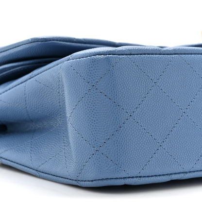 Chanel Caviar Quilted Medium Double Flap Blue 10 of 11