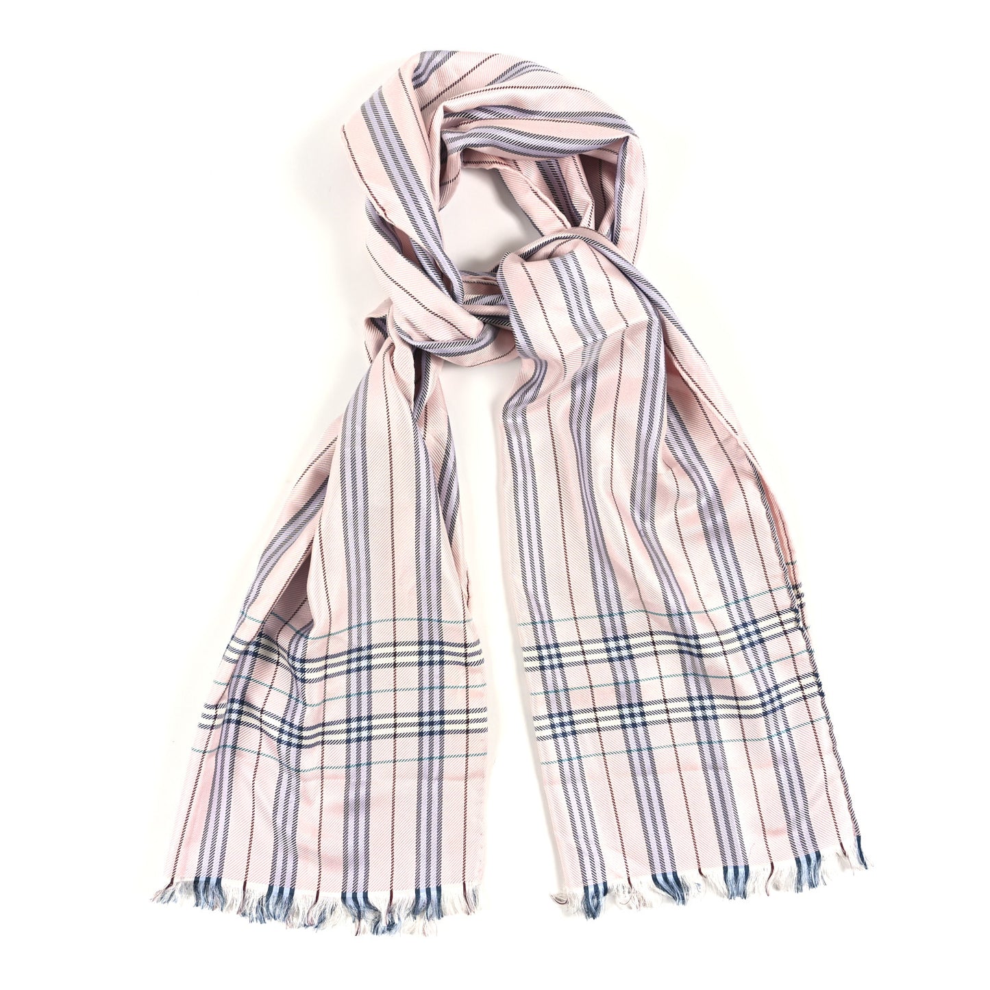Silk Candy Check Square Scarf Pink