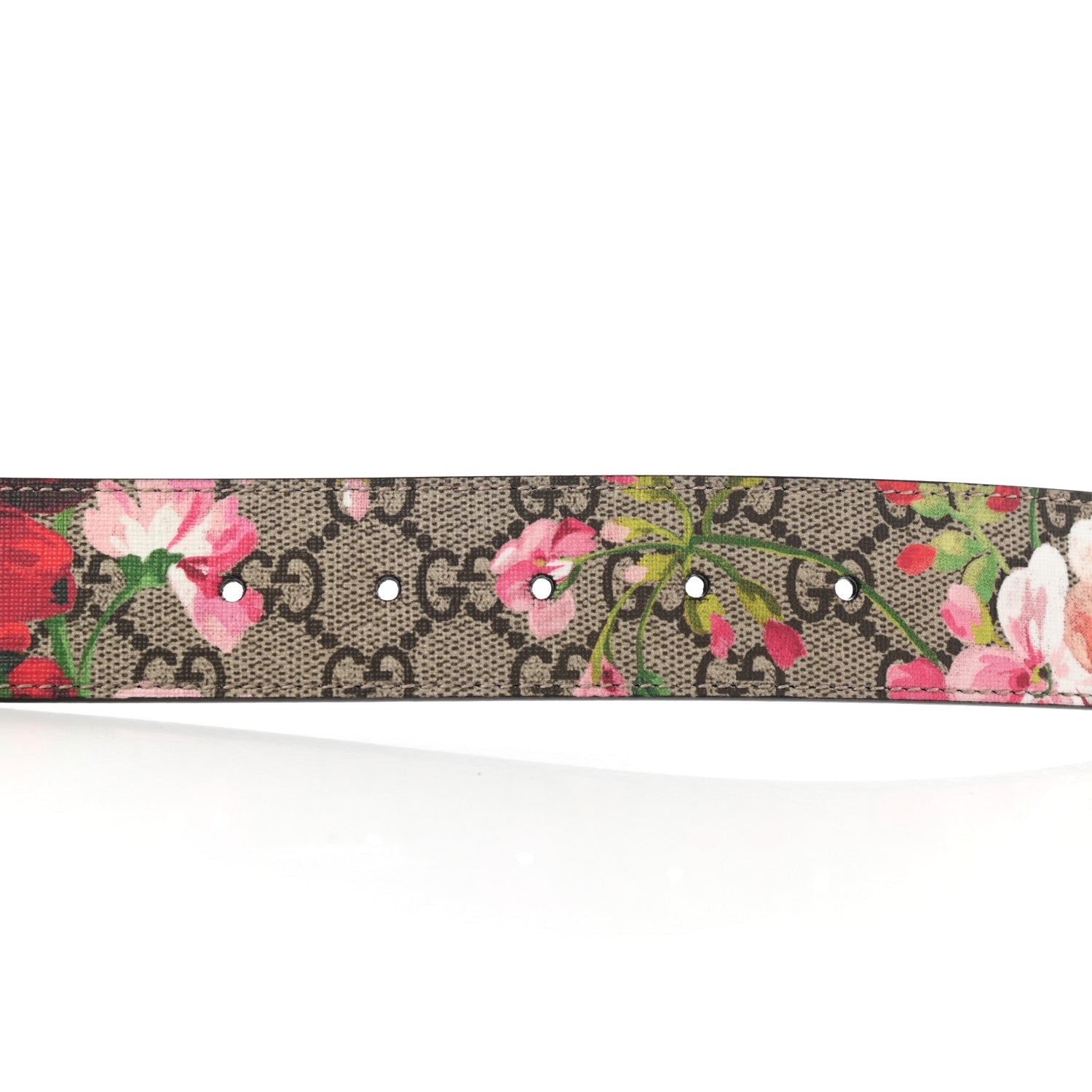 Gucci GG Supreme Monogram Blooms Moon Calfskin Interlocking G 37mm Belt 95 38 Beige Ebony Multicolor Dry Rose 4 of 6