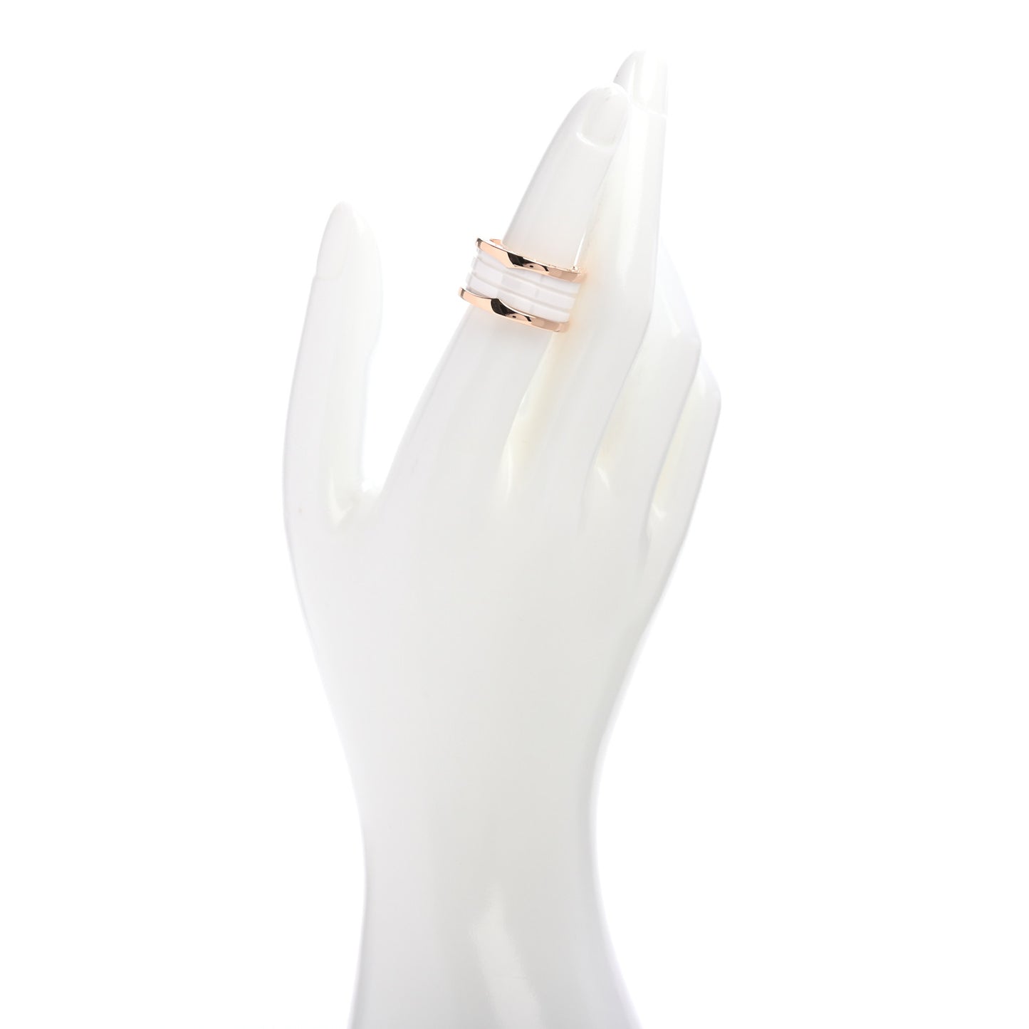 18K Rose Gold White Ceramic B.Zero1 Four-Band Ring 54 6.75