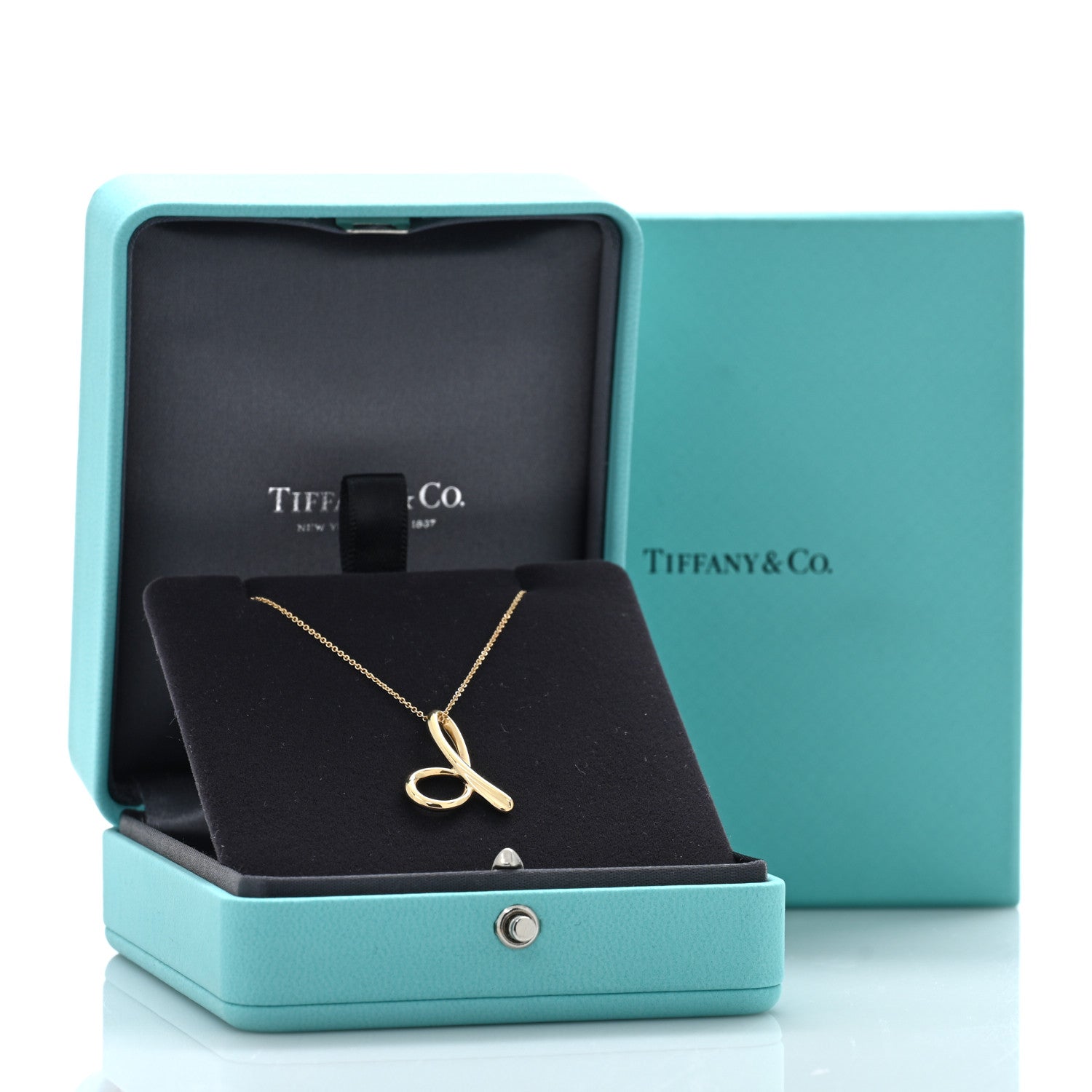 Tiffany 18K Yellow Gold Elsa Peretti Letter D Pendant Necklace 5 of 5