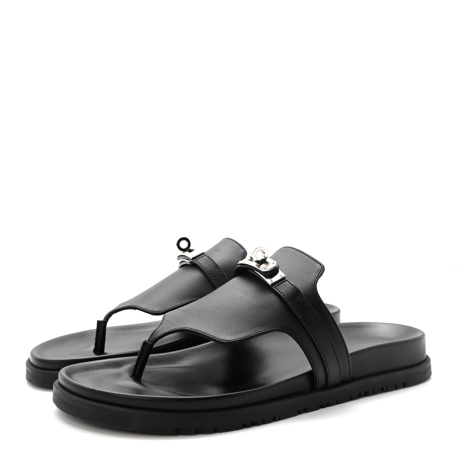 Hermes Calfskin Womens Empire Sandals 40 Black 4 of 9