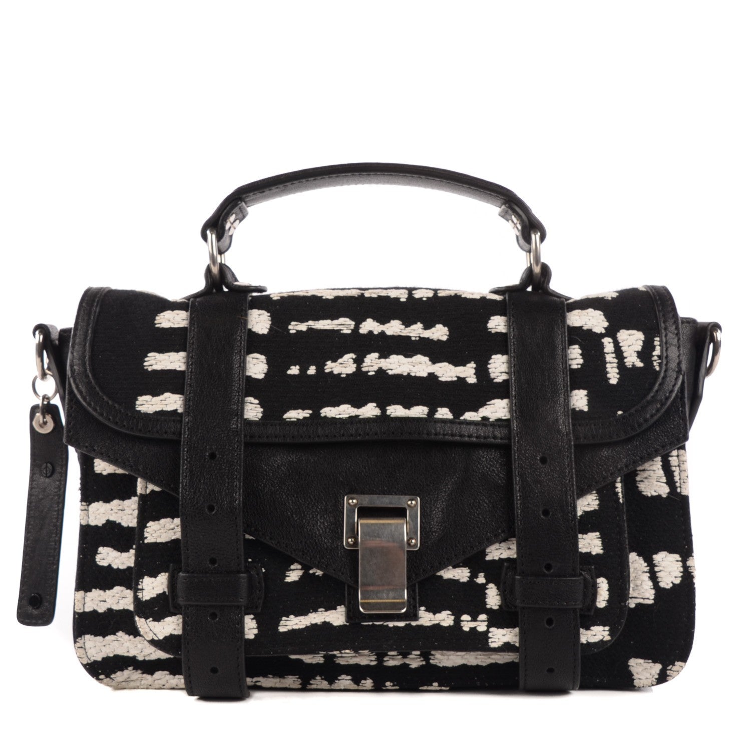 Proenza Schouler Jacquard Woodblock PS1 Tiny Satchel Black White 1 of 12