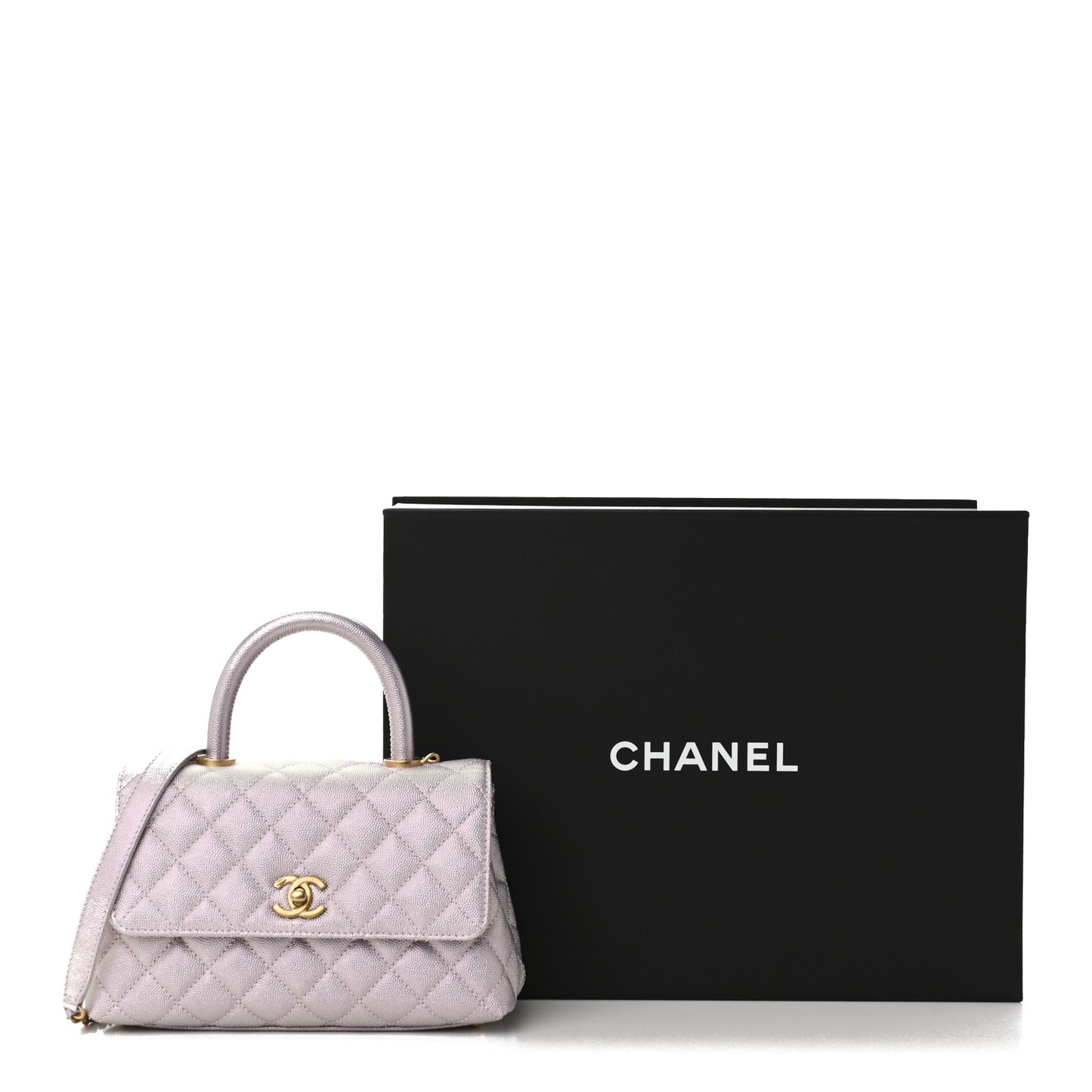 Metallic Caviar Quilted Mini Coco Handle Flap Light Pink