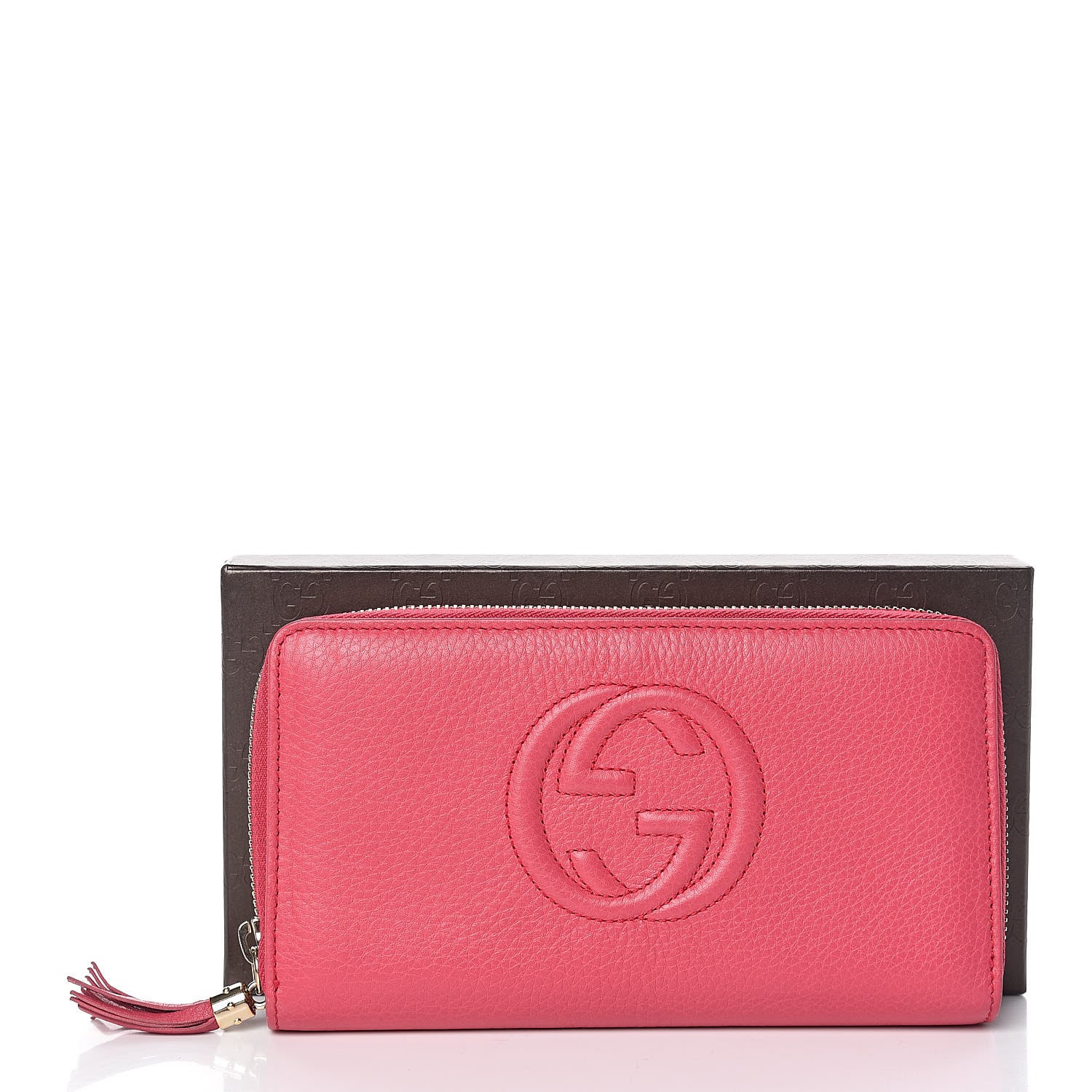 Gucci Pebbled Calfskin Soho Zip Around Wallet Pink 8 of 8