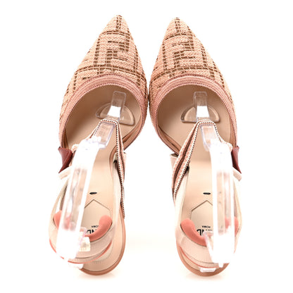 Fendi Mesh Embroidered FF Colibri 85mm Slingback Pumps 39.5 Rose 2 of 9