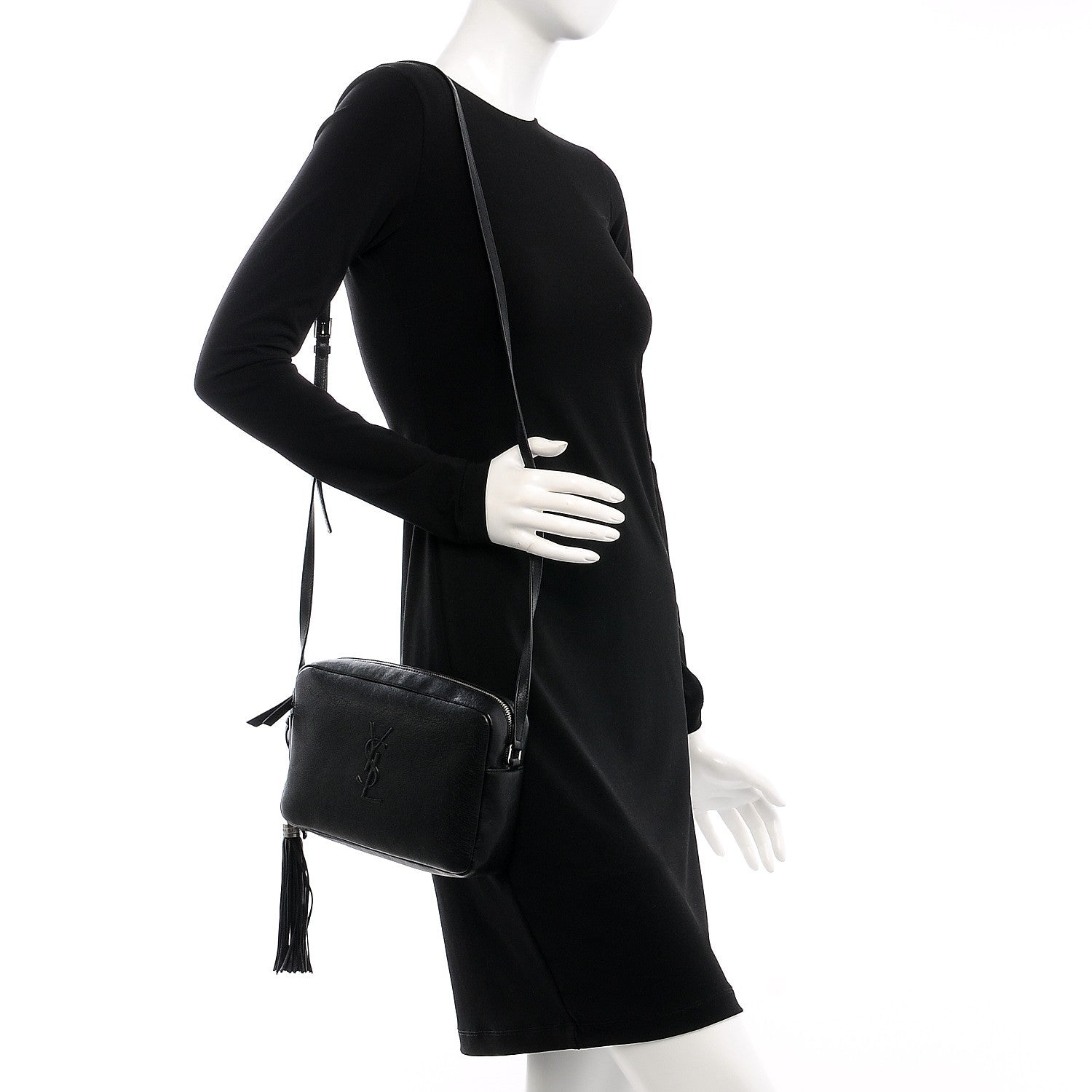 Saint Laurent Lambskin Monogram Small Lou Camera Bag Black 2 of 7