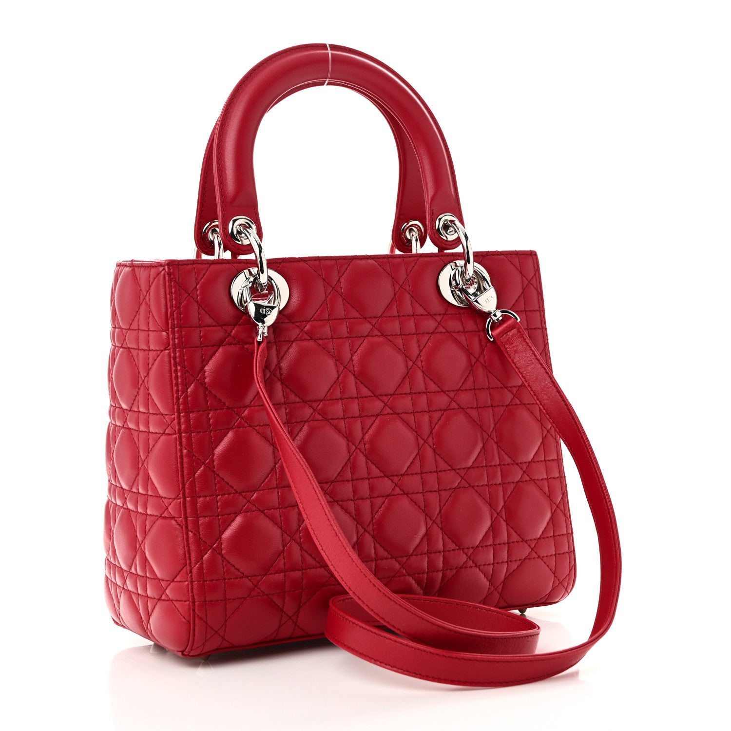 Christian Dior Lambskin Cannage Medium Lady Dior Red 3 of 10
