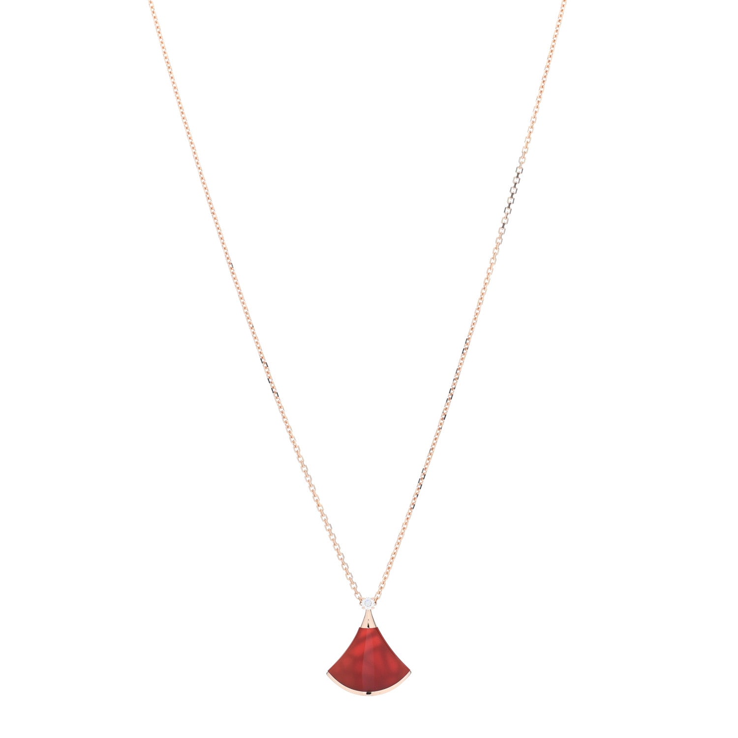 Bulgari 18K Rose Gold Diamond Carnelian Divas' Dream Pendant Necklace 1 of 5
