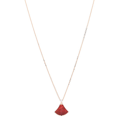Bulgari 18K Rose Gold Diamond Carnelian Divas' Dream Pendant Necklace 1 of 5