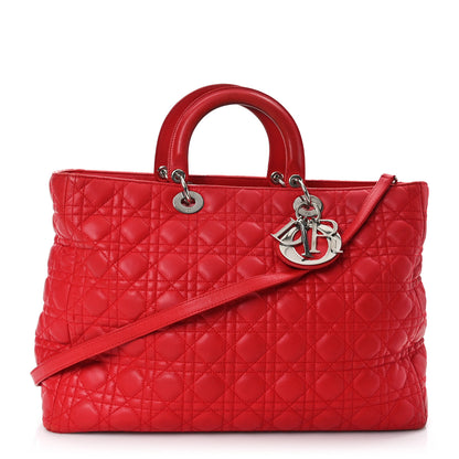 Christian Dior Lambskin Cannage XL Lady Dior Red 1 of 10