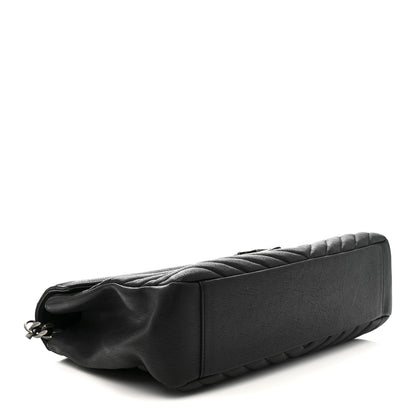 Saint Laurent Sheepskin Matelasse Chevron Monogram Large College Satchel Black 4 of 13