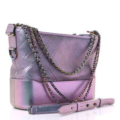 Chanel Iridescent Lambskin Calfskin Quilted Medium Gabrielle Hobo Light Purple 3 of 13