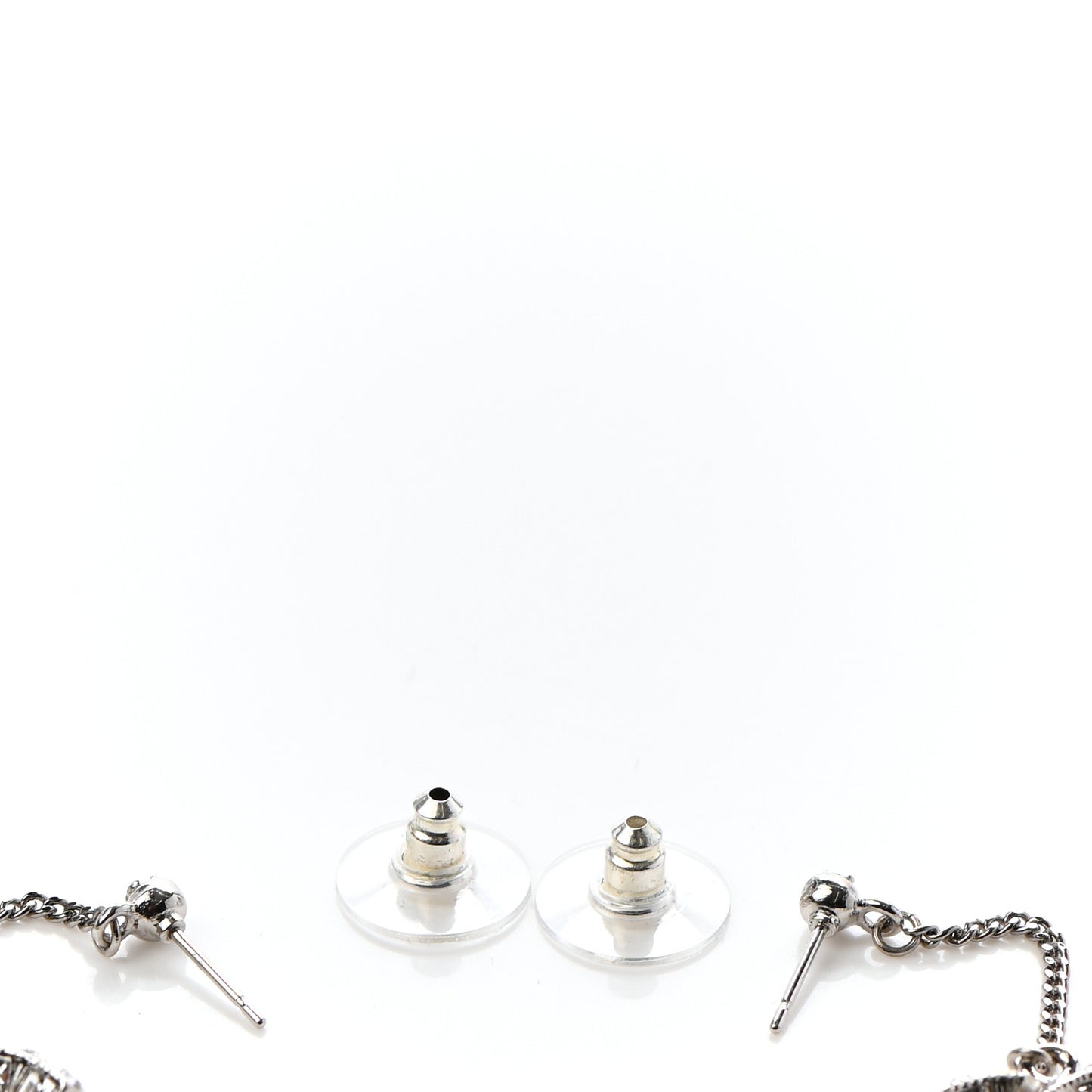 Baguette Crystal CC Drop Earrings Silver