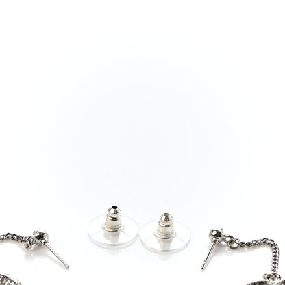 Chanel Baguette Crystal CC Drop Earrings Silver 3 of 5