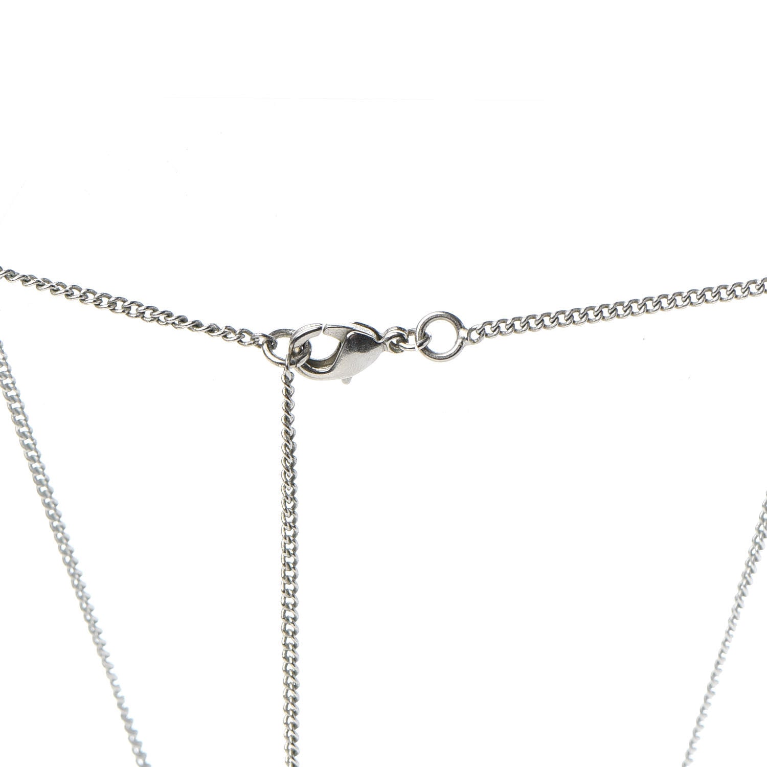 Chanel Baguette Crystal CC Necklace Silver 5 of 7