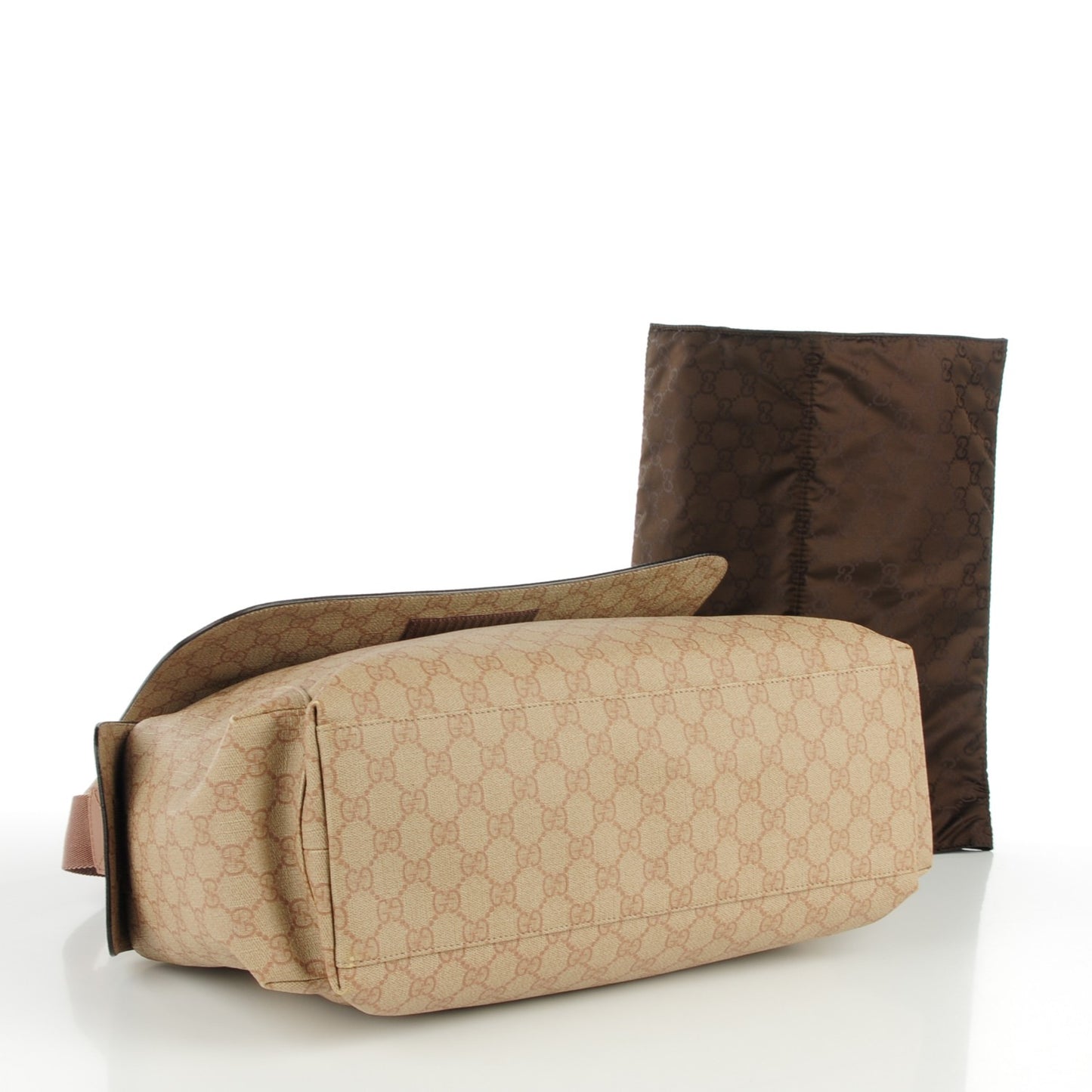 GG Supreme Monogram Messenger Diaper Bag Beige