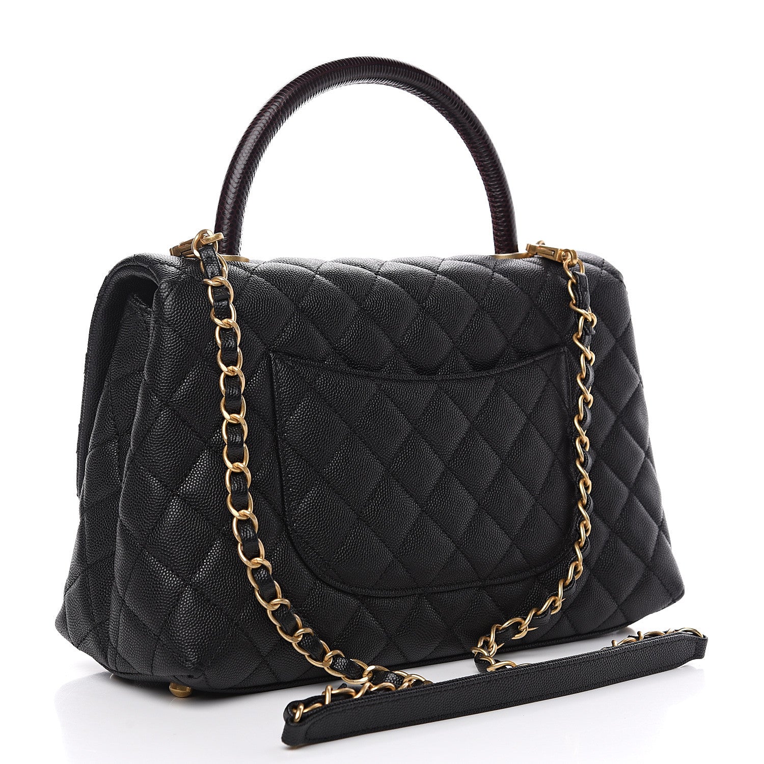Chanel Caviar Lizard Embossed Quilted Small Coco Handle Flap Black 2 of 10