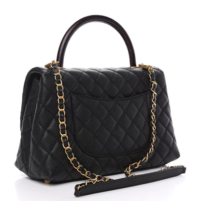 Chanel Caviar Lizard Embossed Quilted Small Coco Handle Flap Black 2 of 10