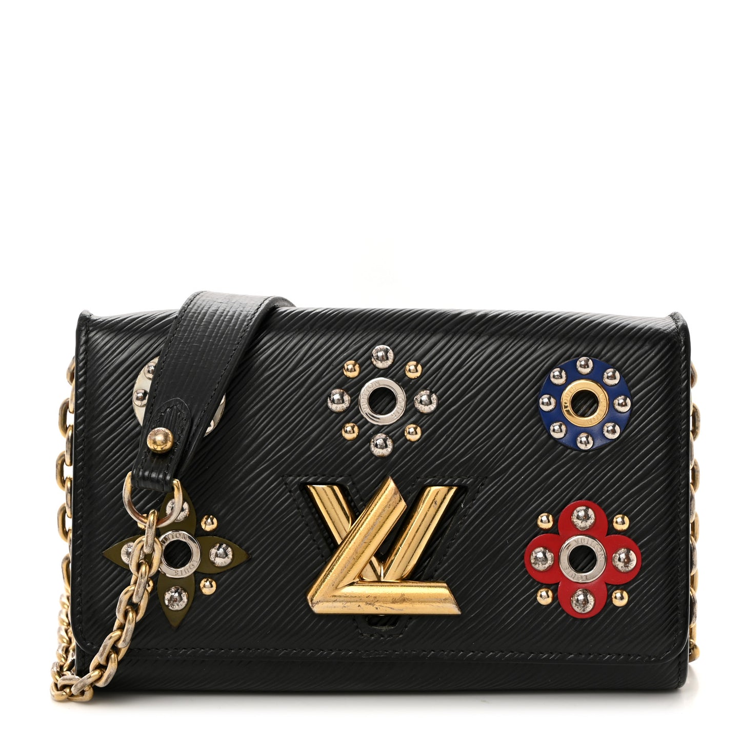 Epi Mechanical Flowers Twist Chain Wallet Black