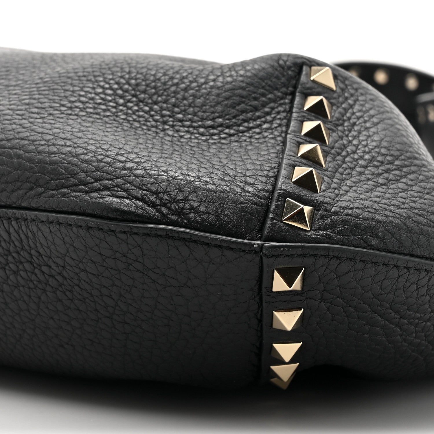 Valentino Garavani Grained Calfskin Large Rockstud Hobo Black 8 of 9