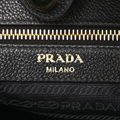 Prada Vitello Daino Zippered Messenger Hobo Black 6 of 18