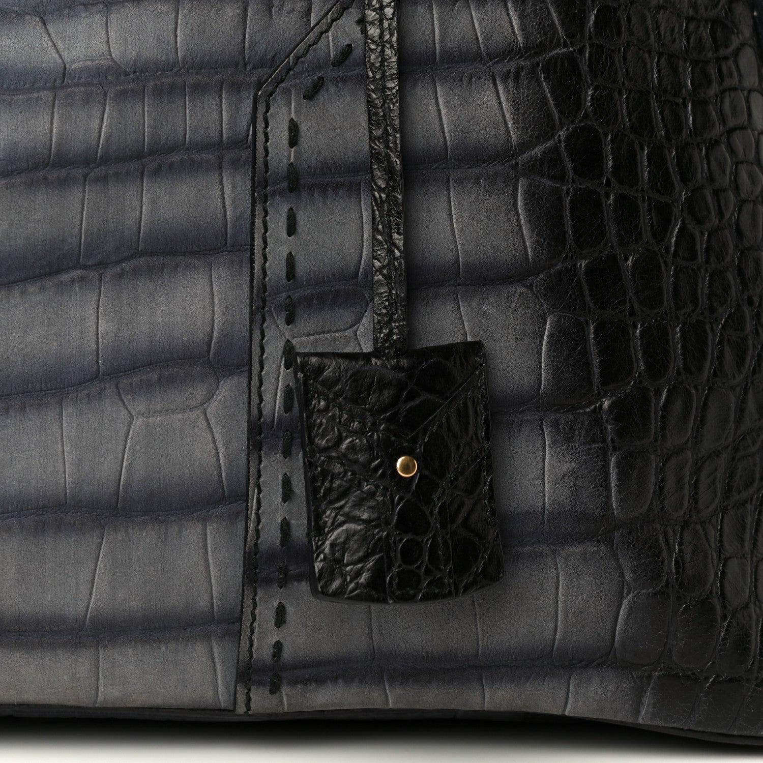 Saint Laurent Nubuck Crocodile Embossed Large Muse Grey 9 of 14