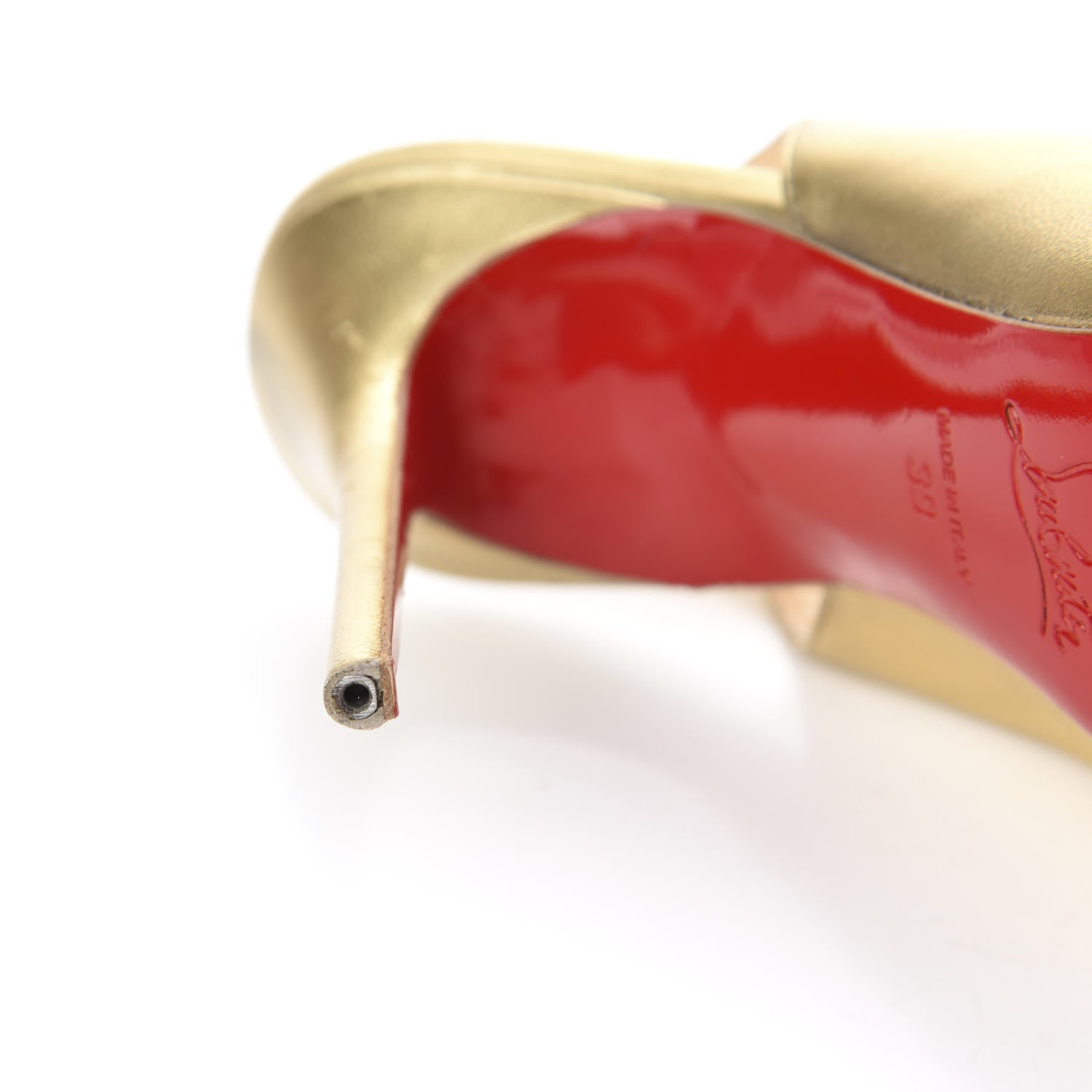 Christian Louboutin Metallic Calfskin Apostrophy 100 Slingback Pumps 39 Gold 13 of 13