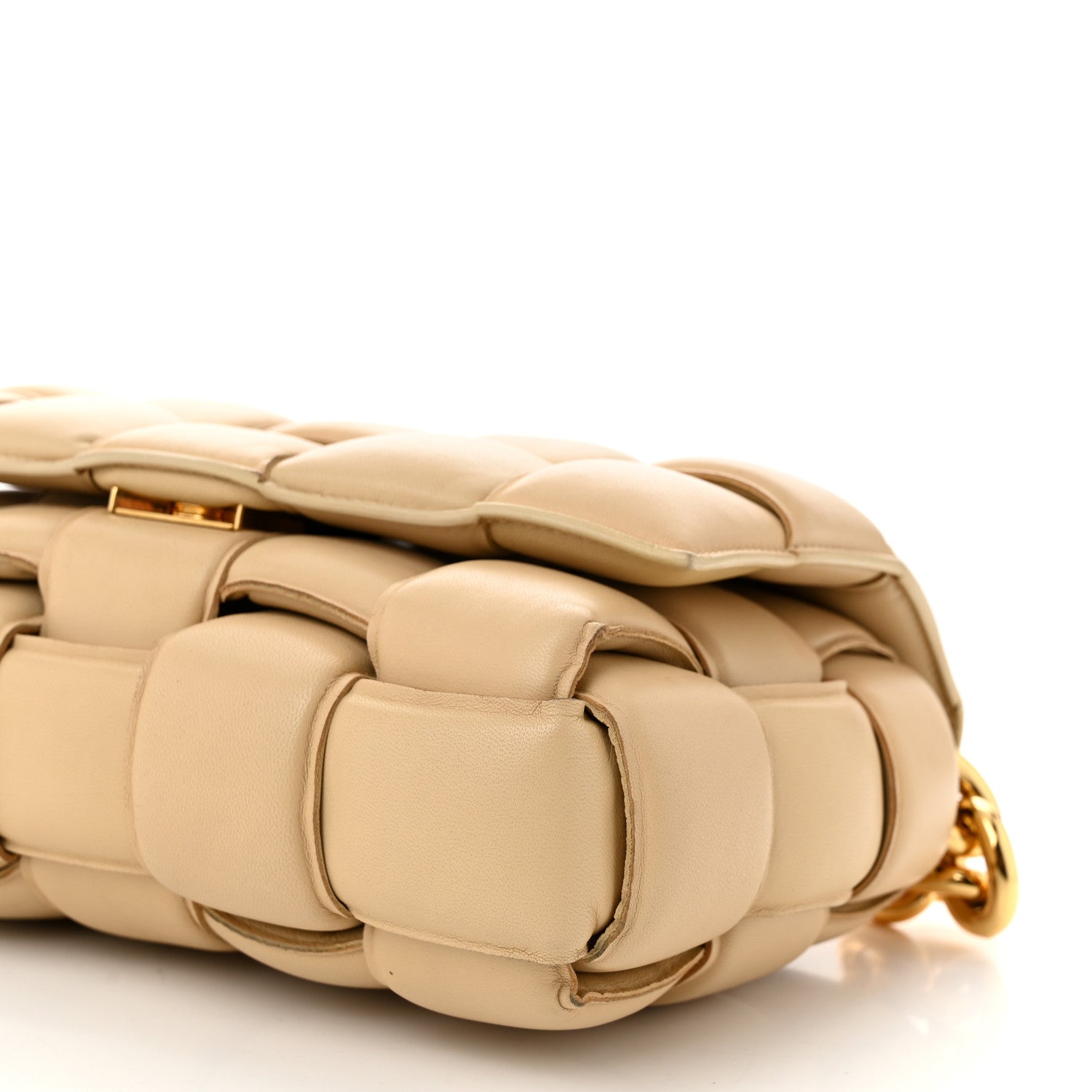 Bottega Veneta Lambskin Maxi Intrecciato Padded Chain Cassette Crossbody Bag Porridge 10 of 13
